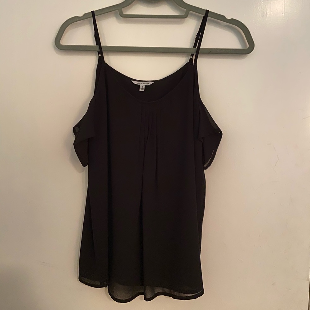 Naked Zebra Off The Shoulder Black Chiffon Shirt
